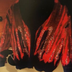 Red and Black Patterned Cardigan